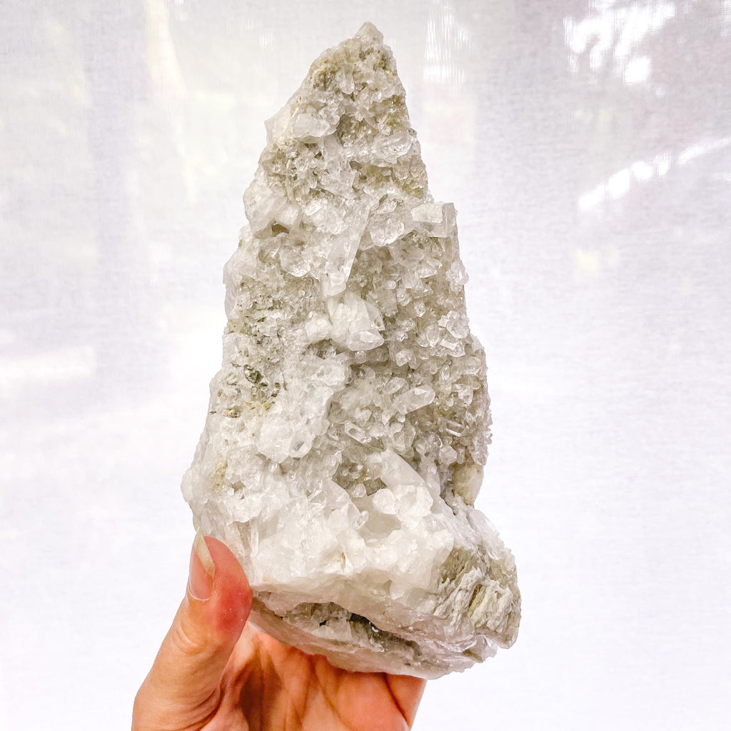 Clear quartz crystal cluster XS-XL