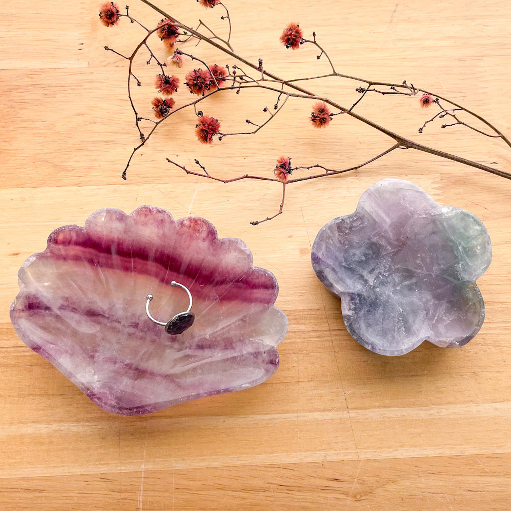 Fluorite crystal polished bowl / trinket tray