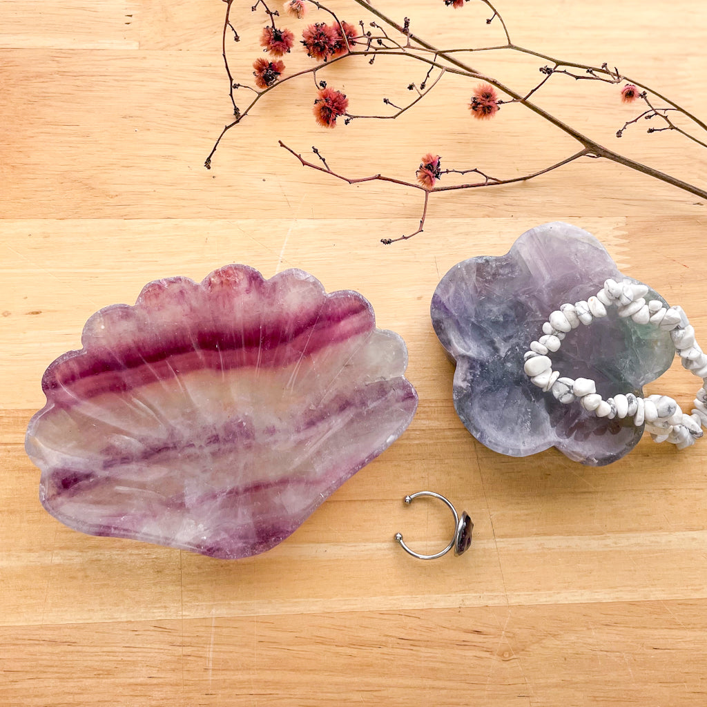 Fluorite crystal polished bowl / trinket tray