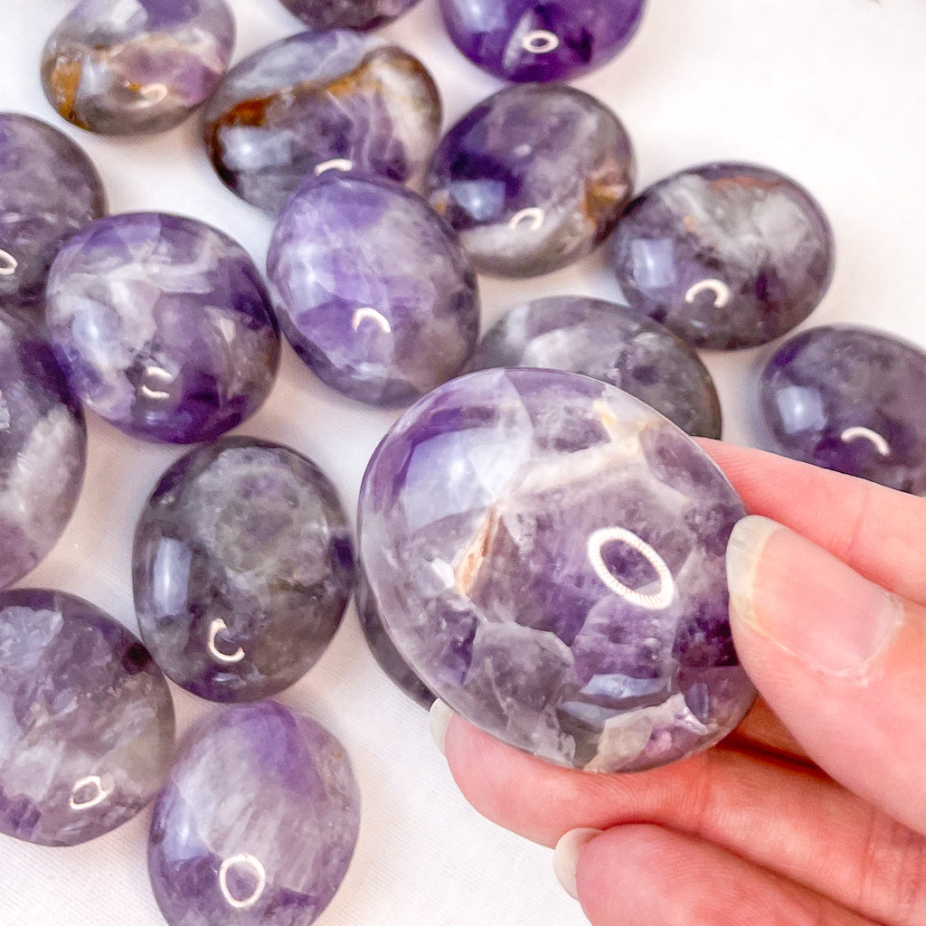 Amethyst Phantom Chevron crystal palm stone