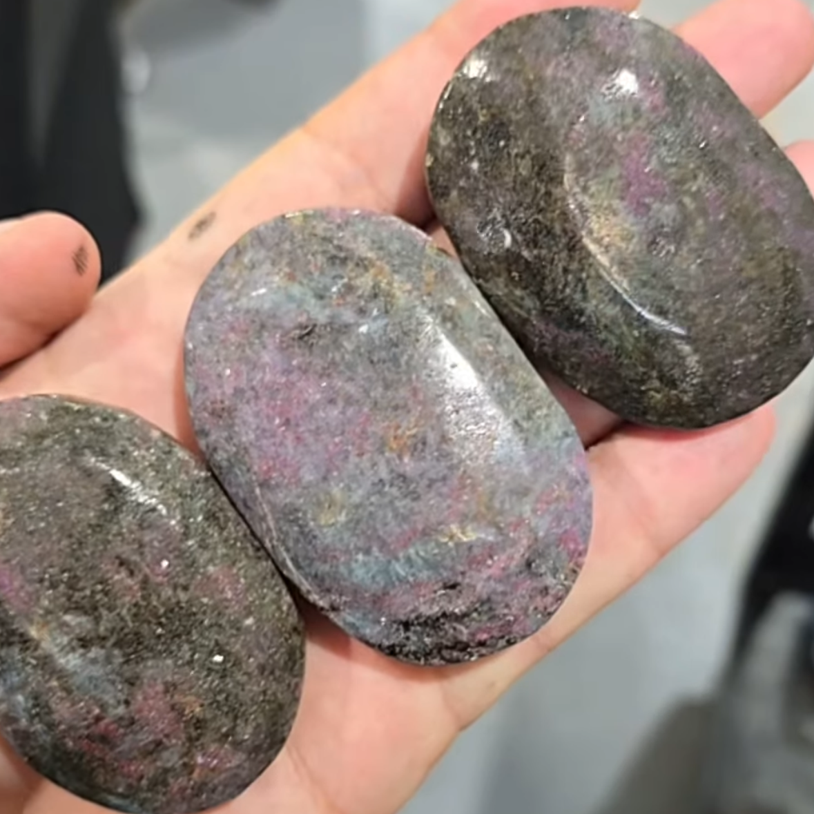 Ruby Kyanite Fuchsite crystal palm stone