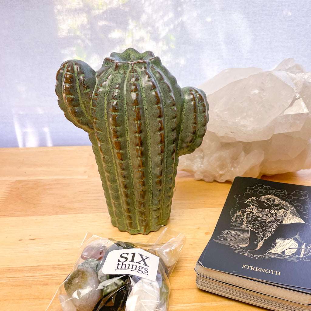 Cactus plant backflow incense burner