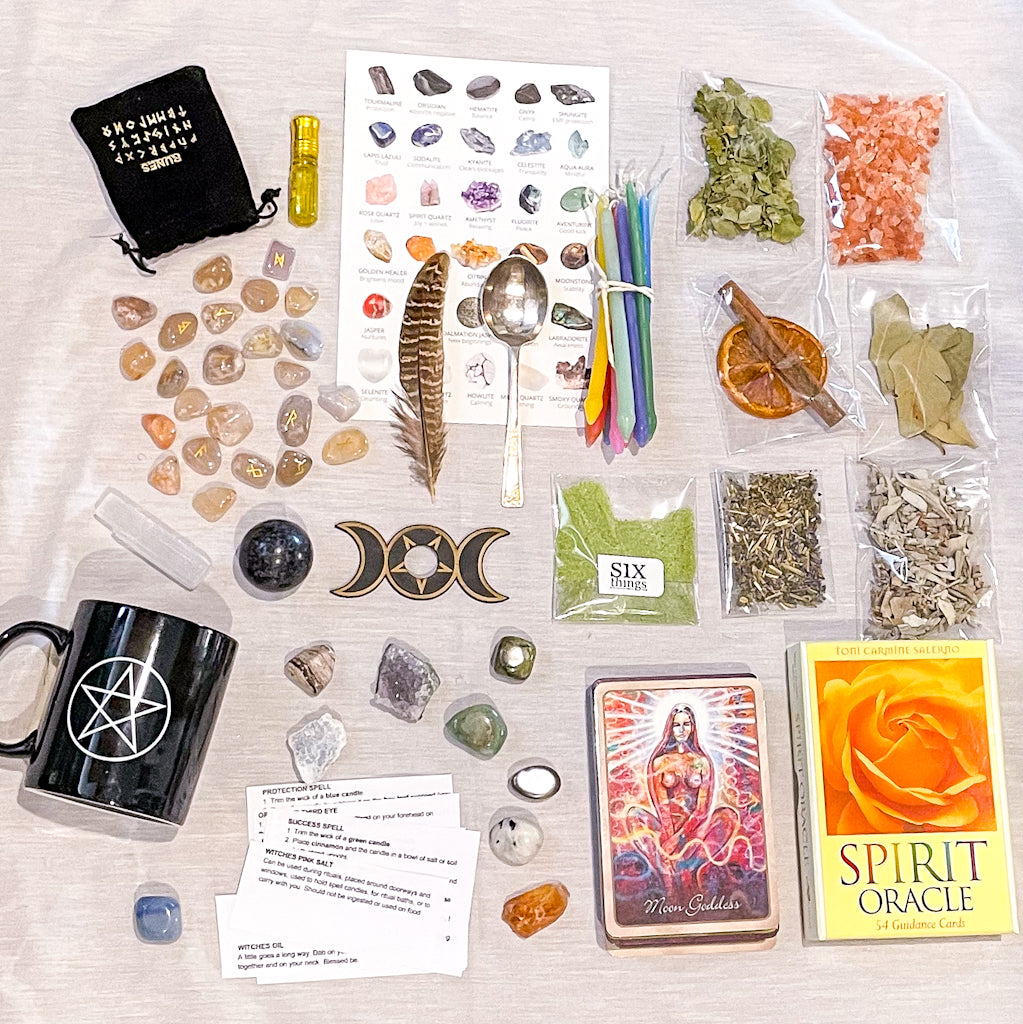 WITCHES ABUNDANCE KIT - spells, crystals, candles & rituals - 60 piece set gift box