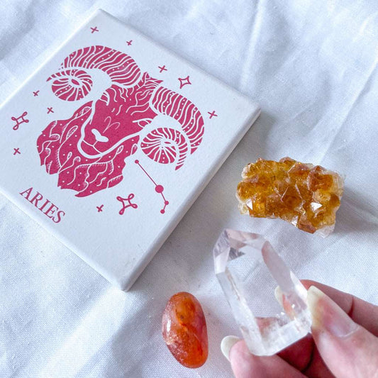 Aries Zodiac star sign crystal lover kit