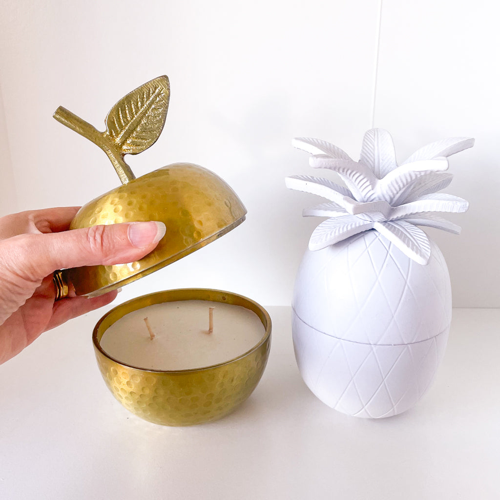 Pineapple or apple shaped candle jar