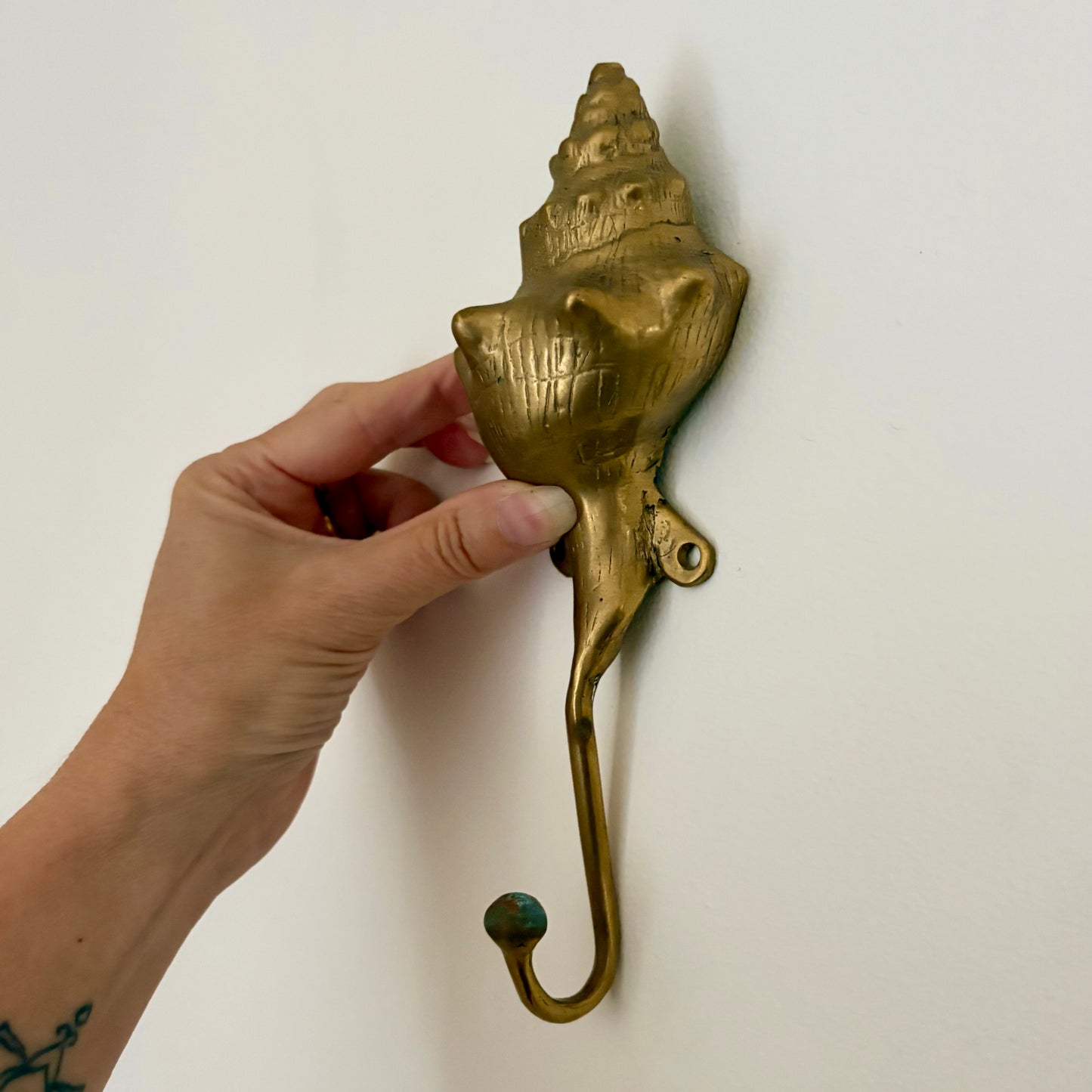 Conch shell brass wall hook
