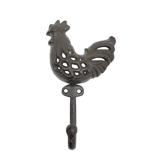 Cast iron rooster bird wall hook