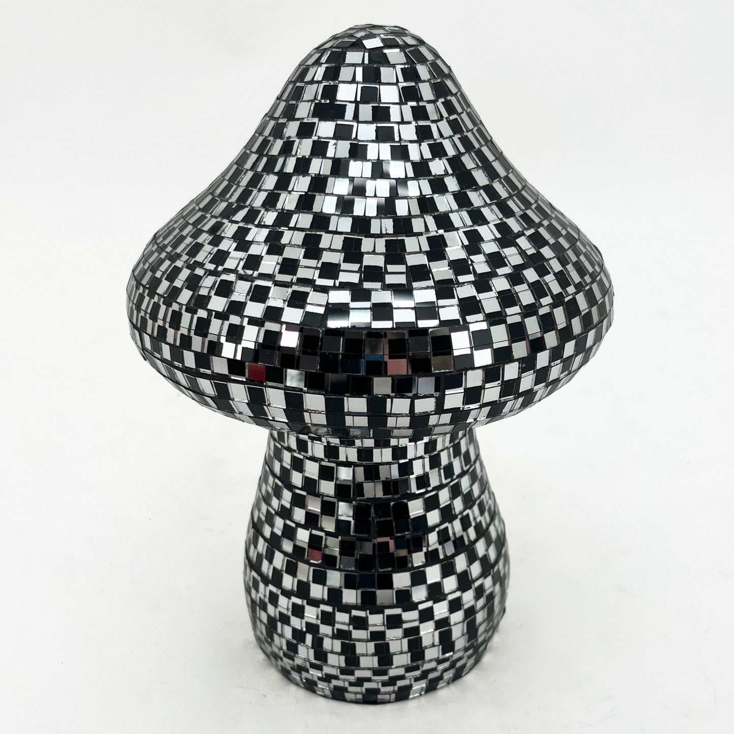 Trippy mirror disco ball mushroom statue