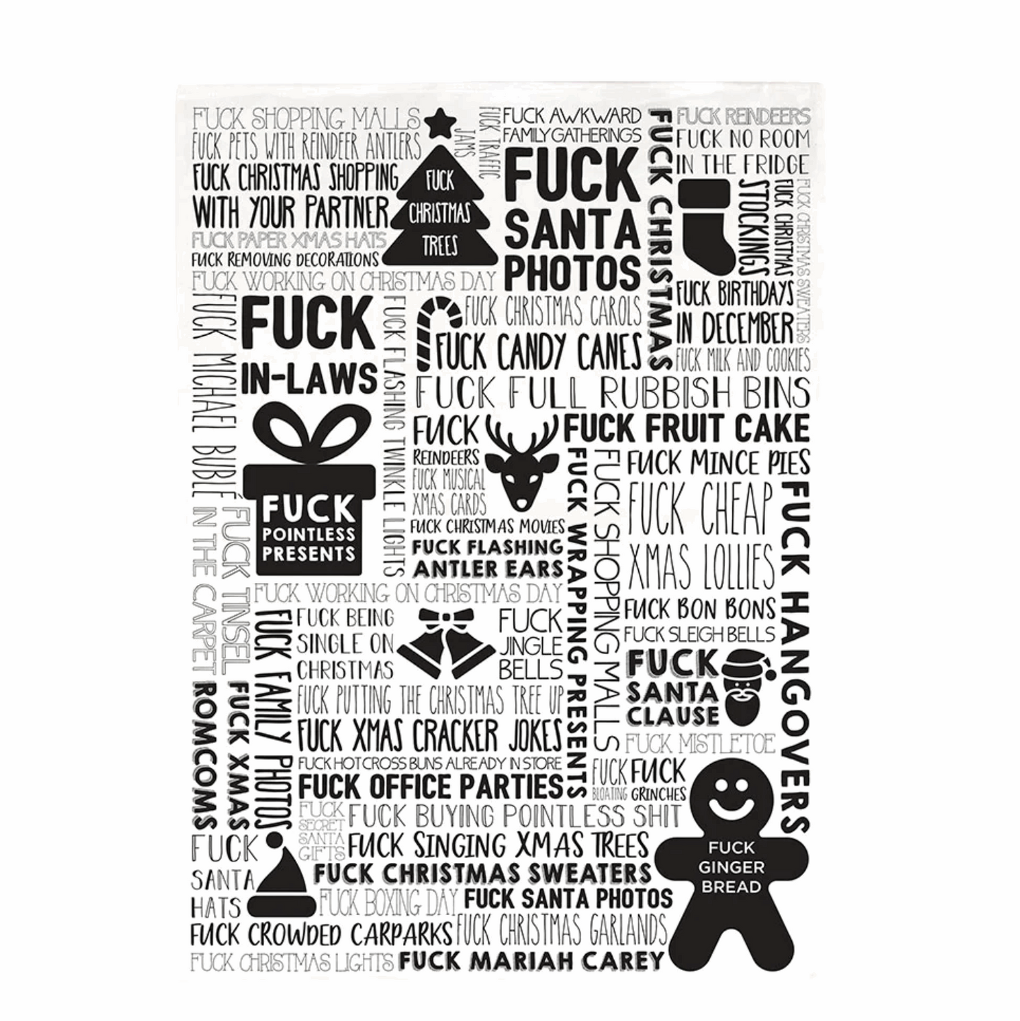 Christmas FUCK IT tea towel