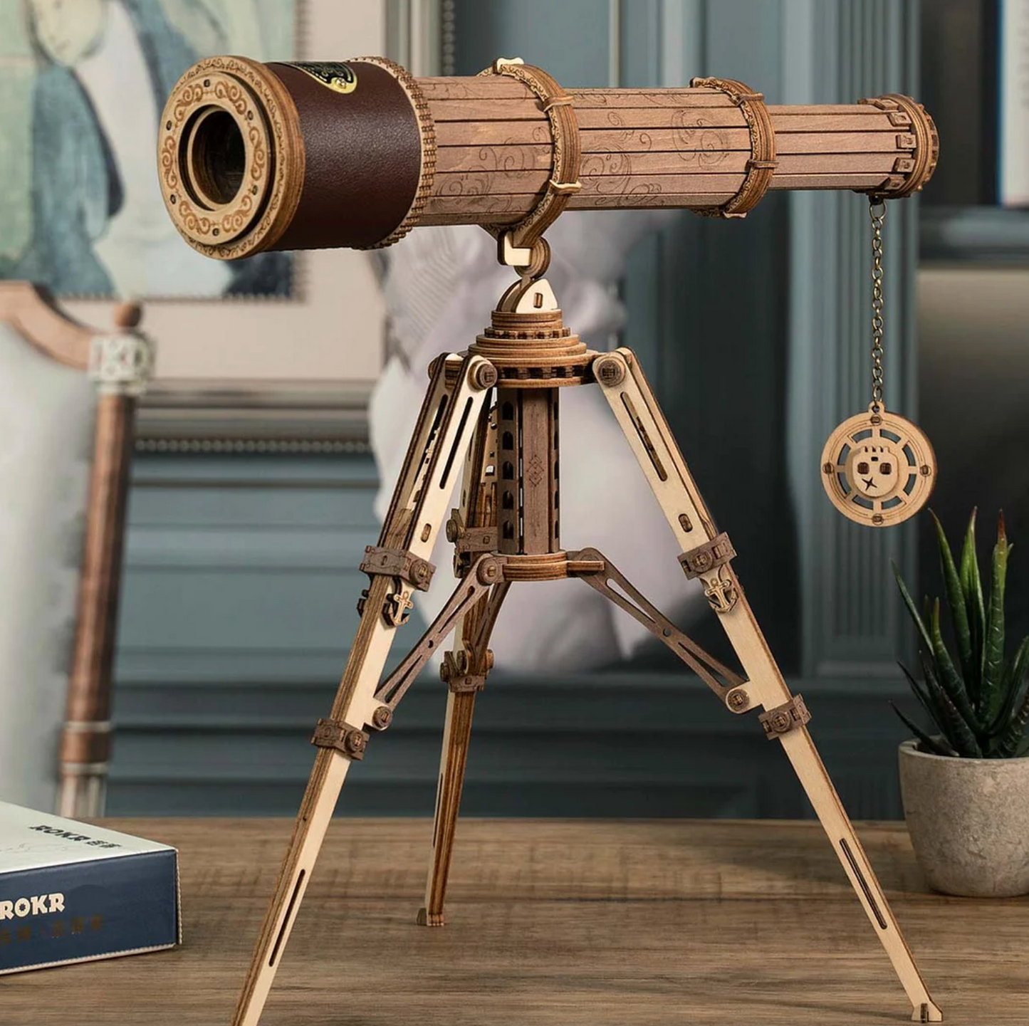 Monocular telescope DIY Wooden puzzle Kit statue