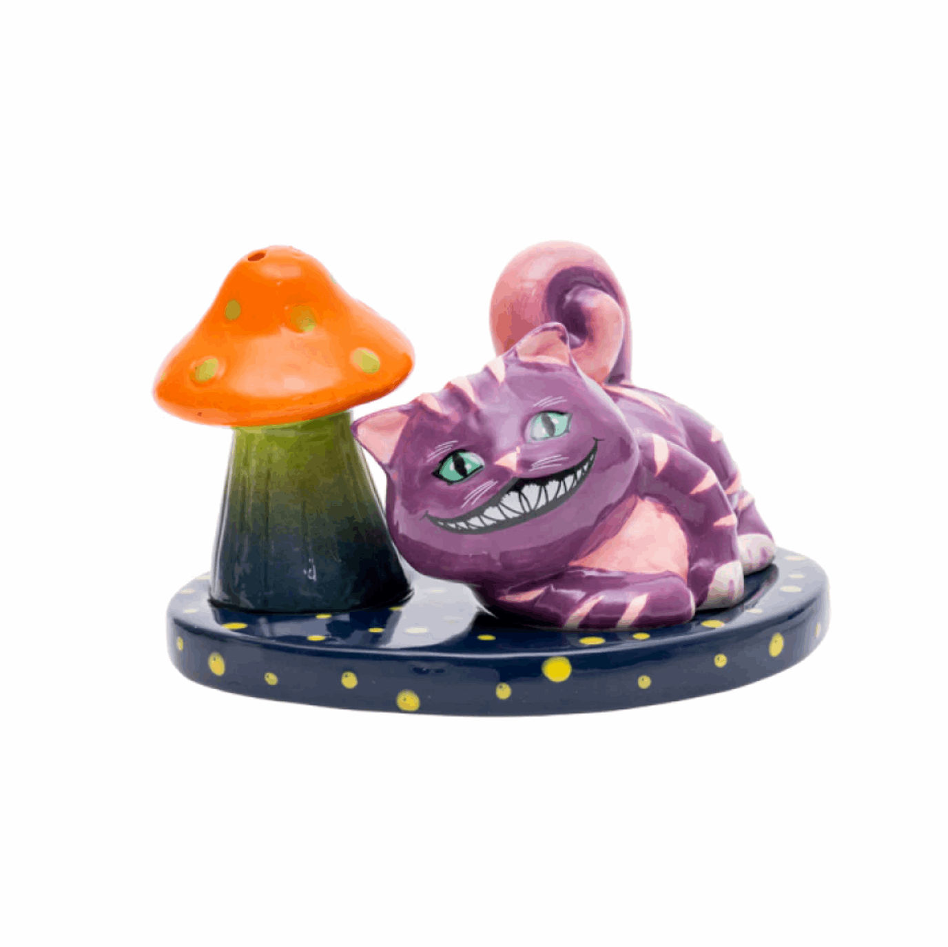 Alice in wonderland Cheshire cat toadstool salt n pepper set