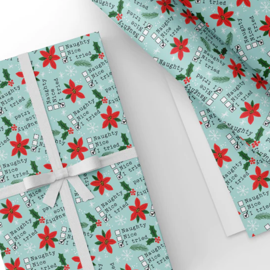 Dear santa / naughty nice xmas wrapping paper