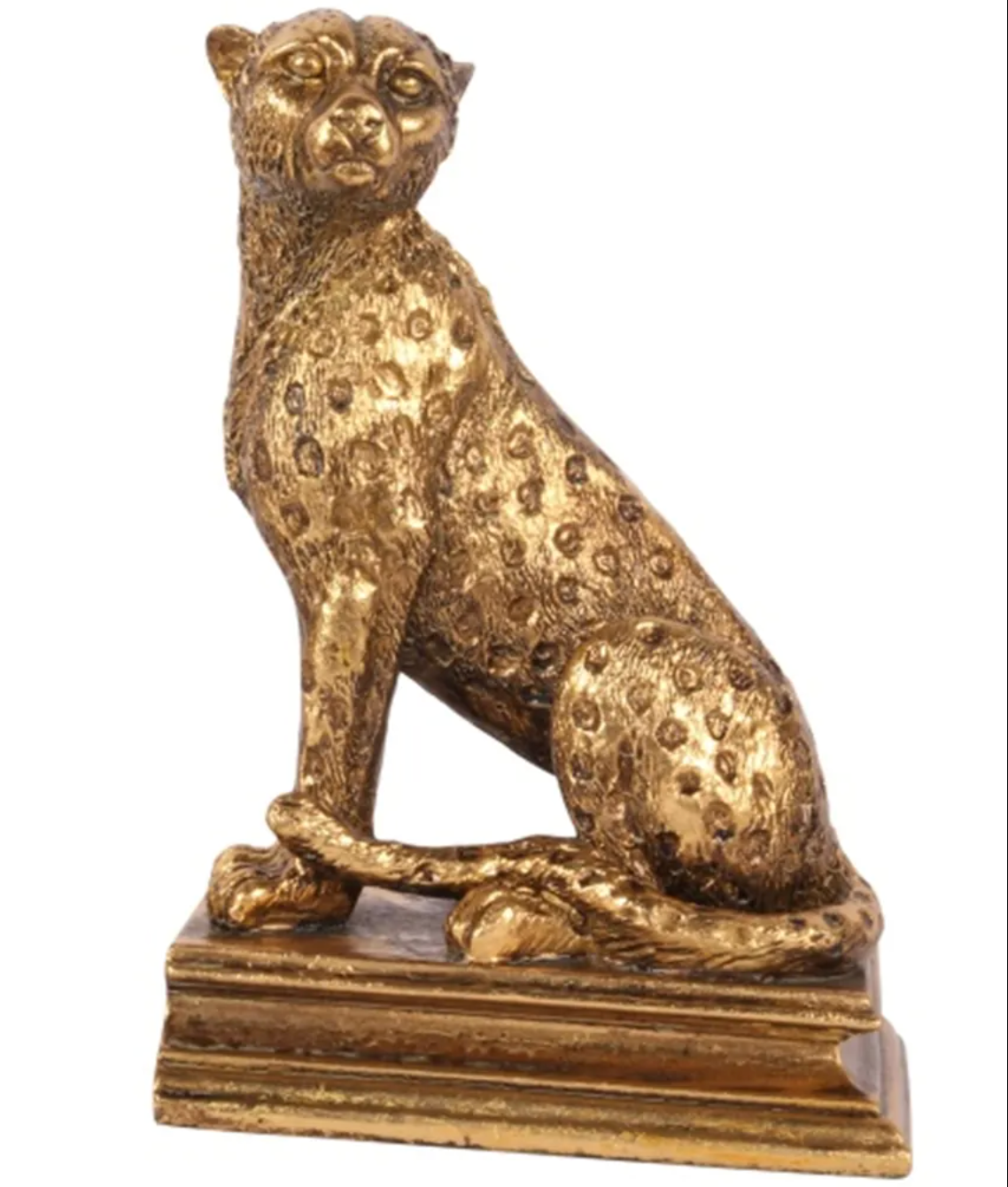 Gold leopard bookend statue