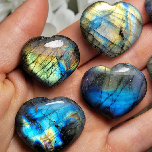 Labradorite crystal polished puffy heart