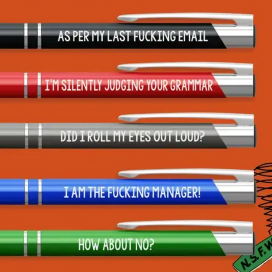 Pen pack with humorous naughty quotes