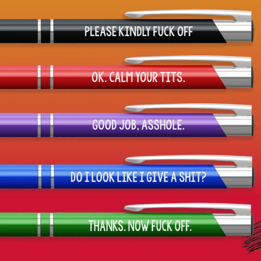 Rude / sarcasm Office 5 Ballpoint Pen Pack