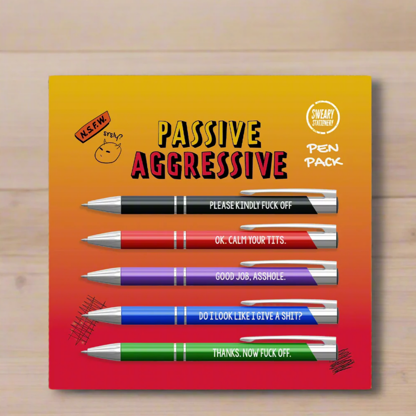 Rude / sarcasm Office 5 Ballpoint Pen Pack