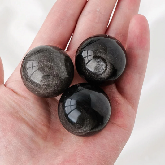 Silver sheen obsidian crystal sphere