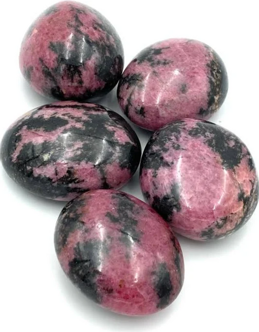 Dusty pink rhodonite crystal palm stone