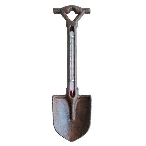 Cast iron spade garden thermometer wall hanging