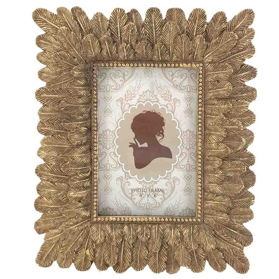 Gold feather picture frame