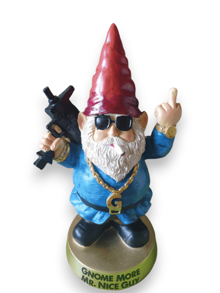 Angry mafia garden gnome