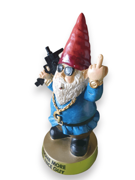 Angry mafia garden gnome