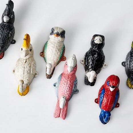 Cockatoo / Galah / Magpie / Kookaburra bird painted iron hook single or set