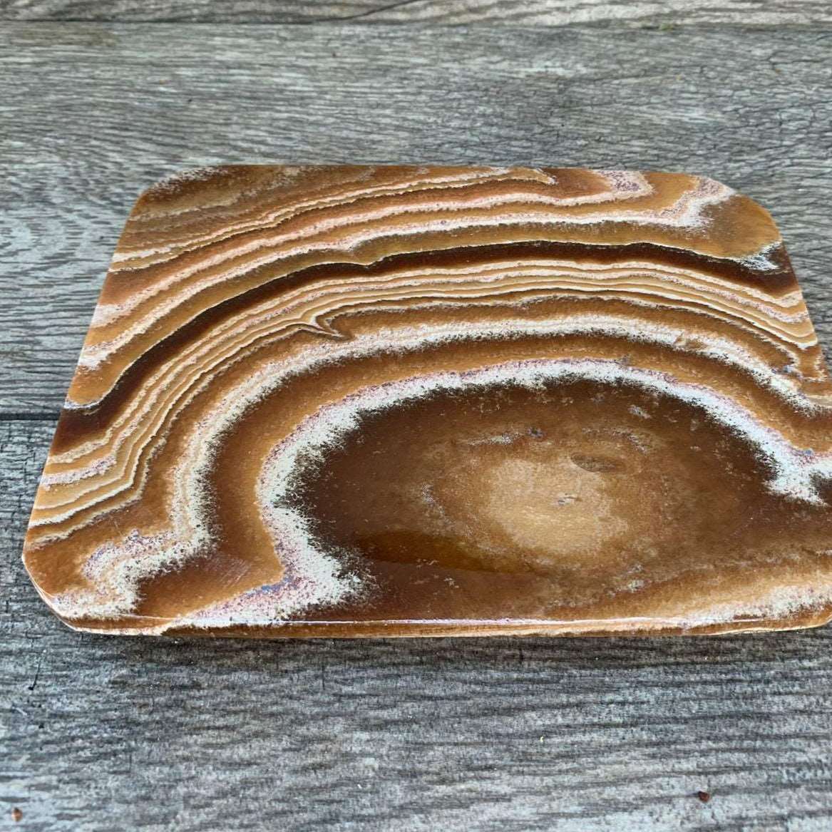 Aragonite crystal platter tray ring dish