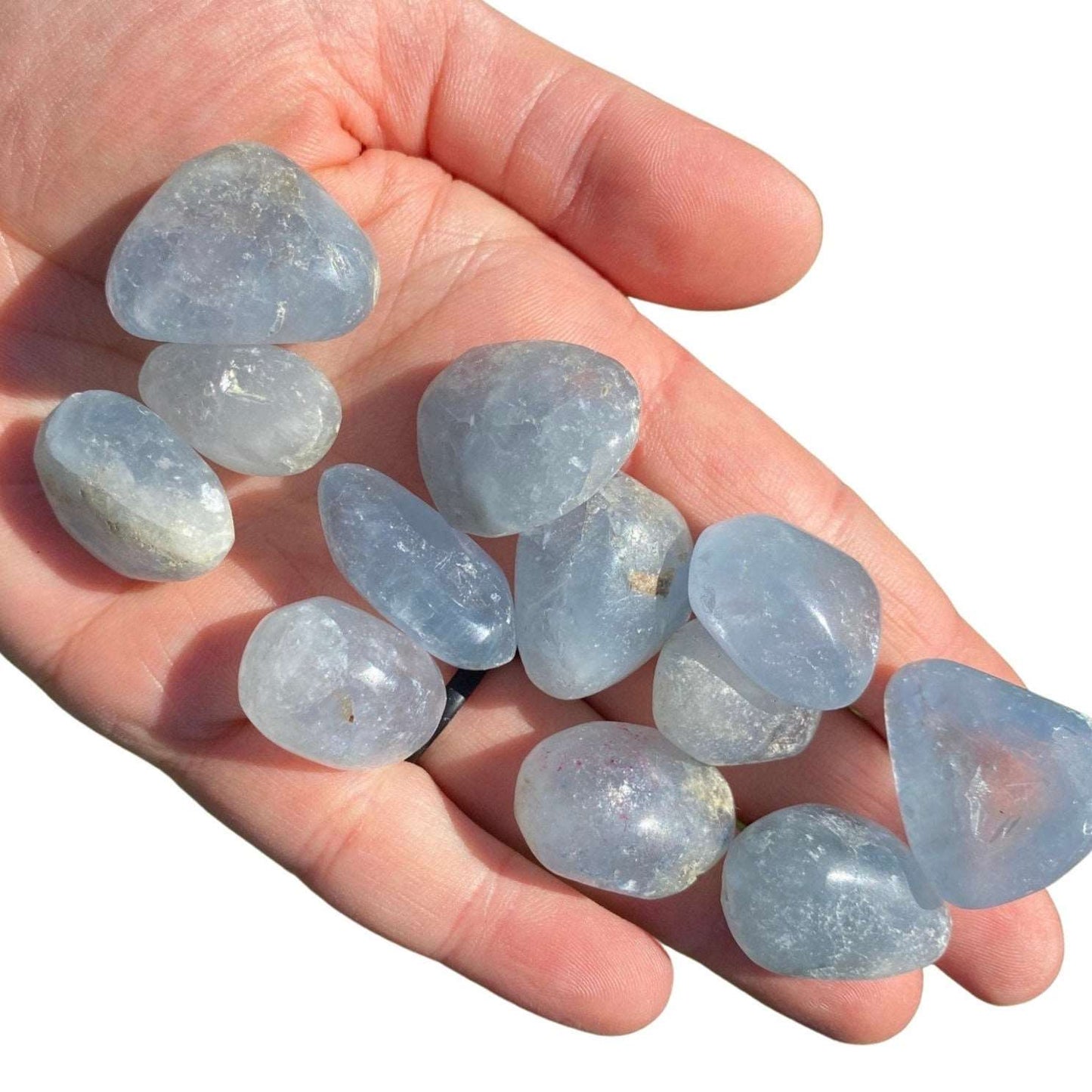 Celestite / celestine crystal tumble stone