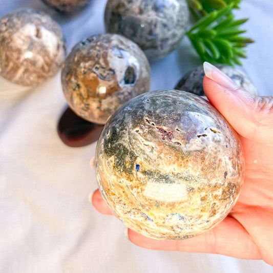 Azurite and Malachite crystal in matrix sphere