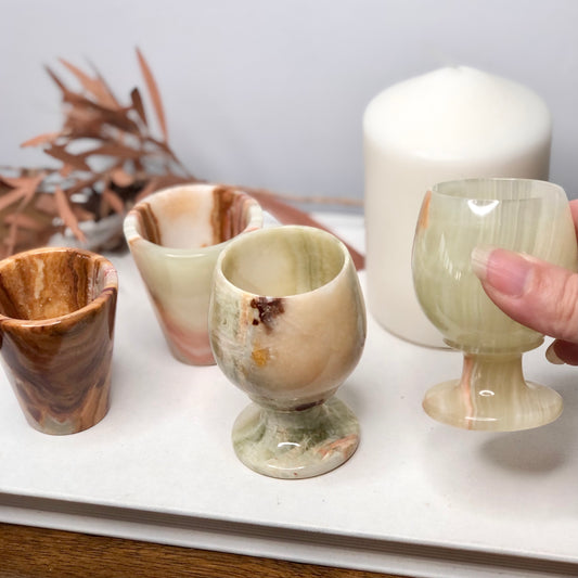 Banded onyx crystal cup / wine glass / chalice / shot glass