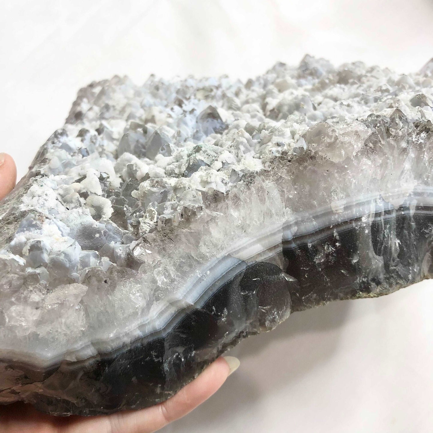 Calcite, Quartz and Blue lace agate crystal cluster XL