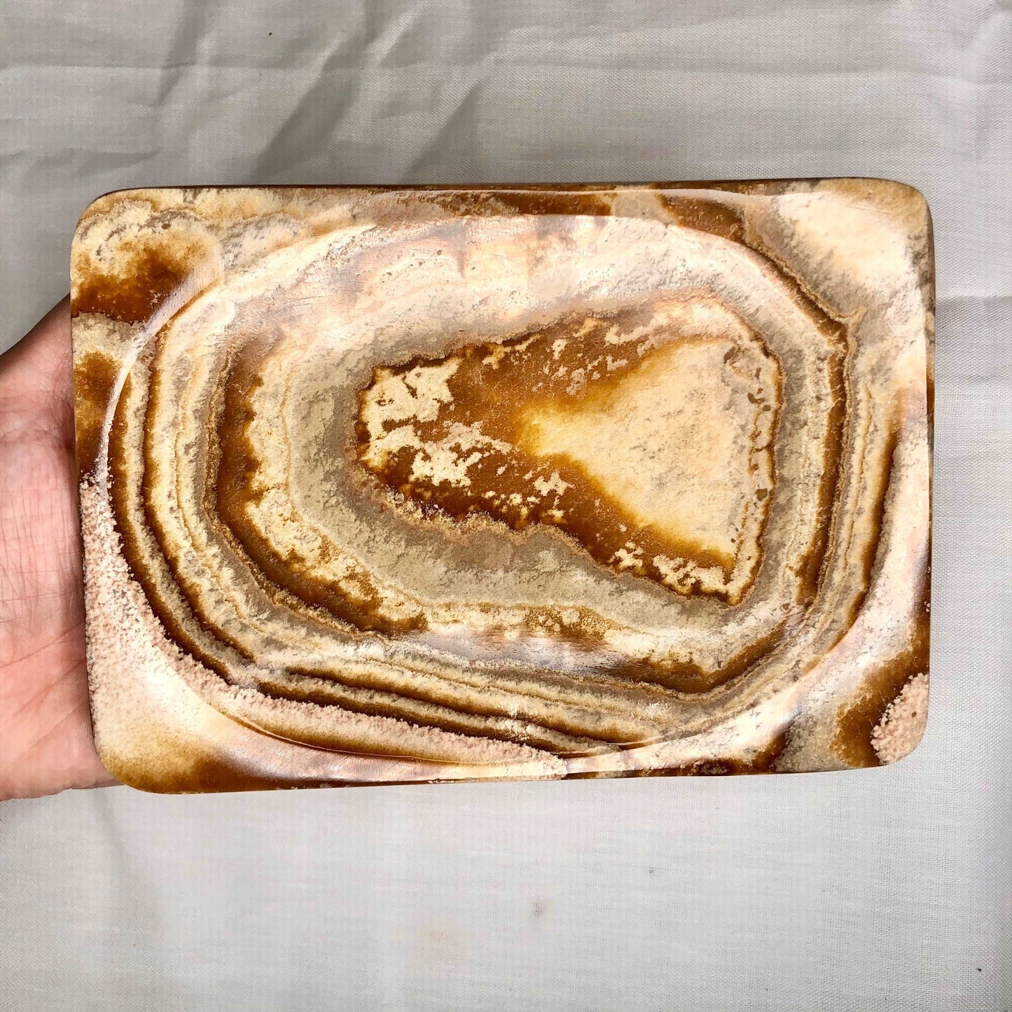 Aragonite crystal platter tray ring dish