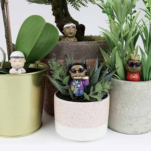 Cheeky Hip hop Rapper gnomes plant lover mini statues