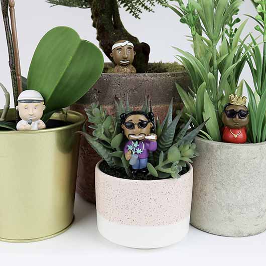 Cheeky Hip hop Rapper gnomes plant lover mini statues