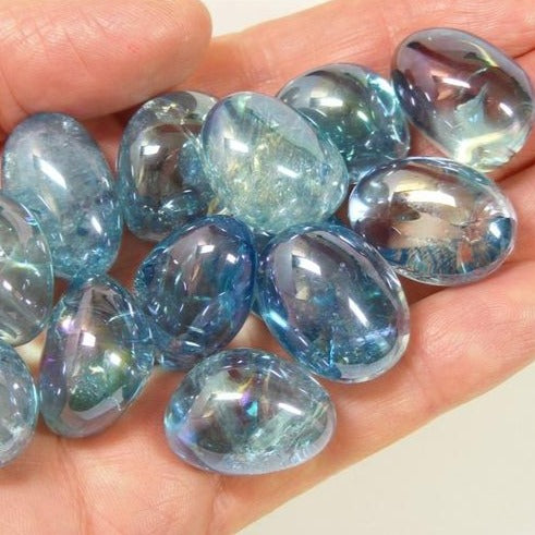 Aqua aura crystal tumble stone