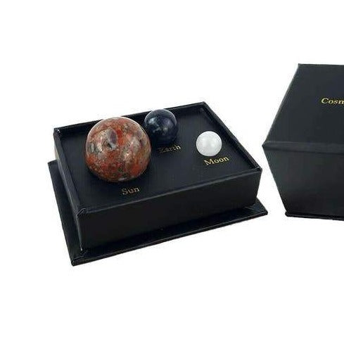 Cosmic crystal spheres gift box desk set - solar system planet earth moon sun