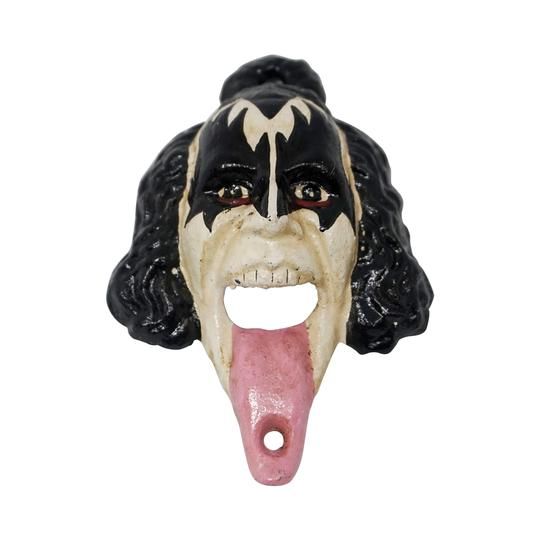 Vintage KISS music tongue bottle opener painted metal wall hook