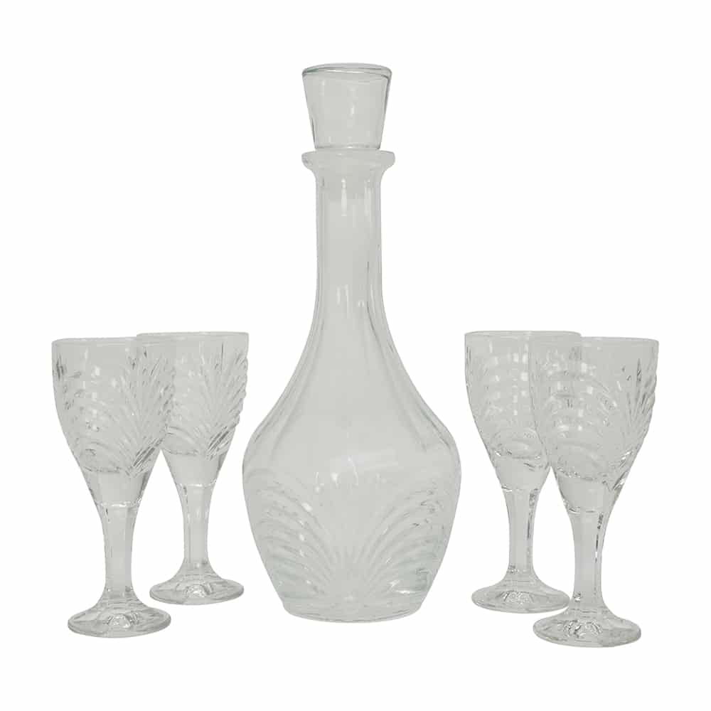 Elegant decanter 1L with 4 wine glass set