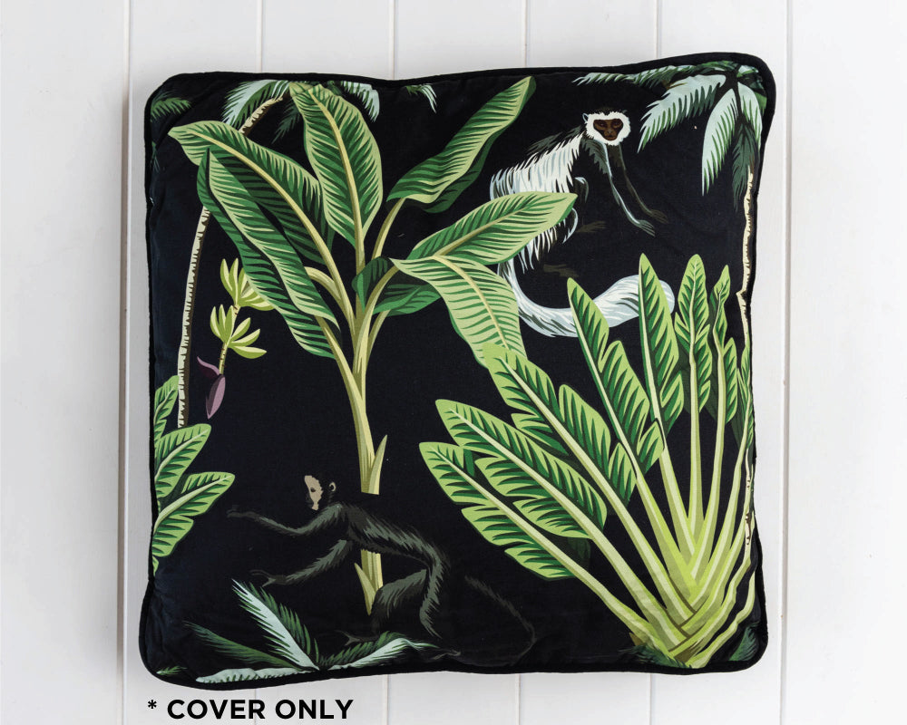 Tropical Monkey cotton & velvet cushion cover