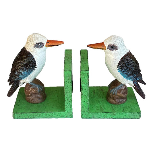 Kookaburra vintage statue painted metal bookend - single or pair