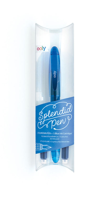 Blue fountain pen + ink
