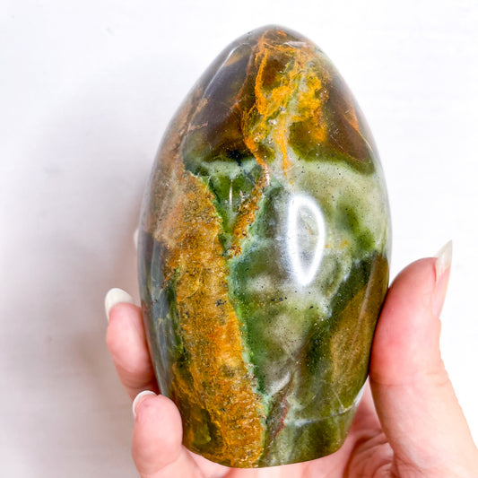 Chrysoprase crystal polished freeform statue