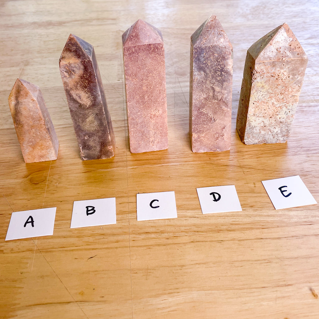 Calming Pink amethyst crystal obelisk tower