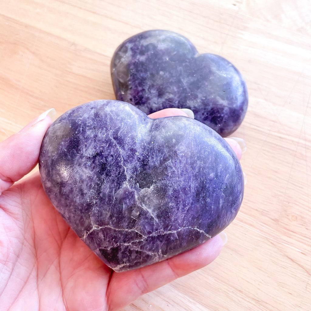 Lepidolite crystal puffy heart large