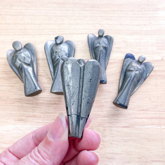 Healers gold Pyrite crystal angel polished stone