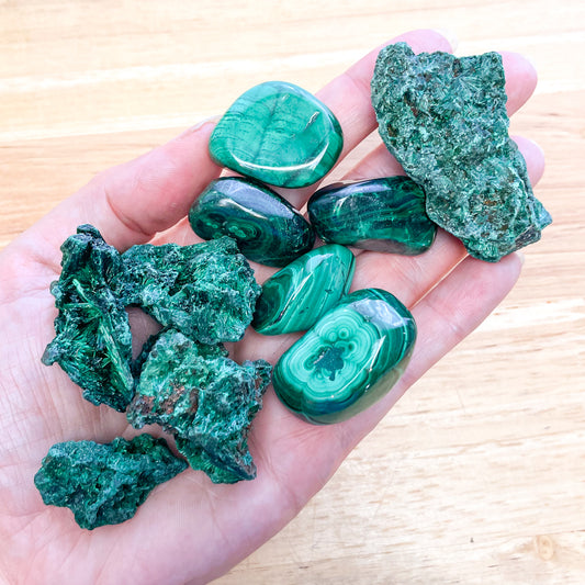 Malachite crystal large tumble or fibrous cluster