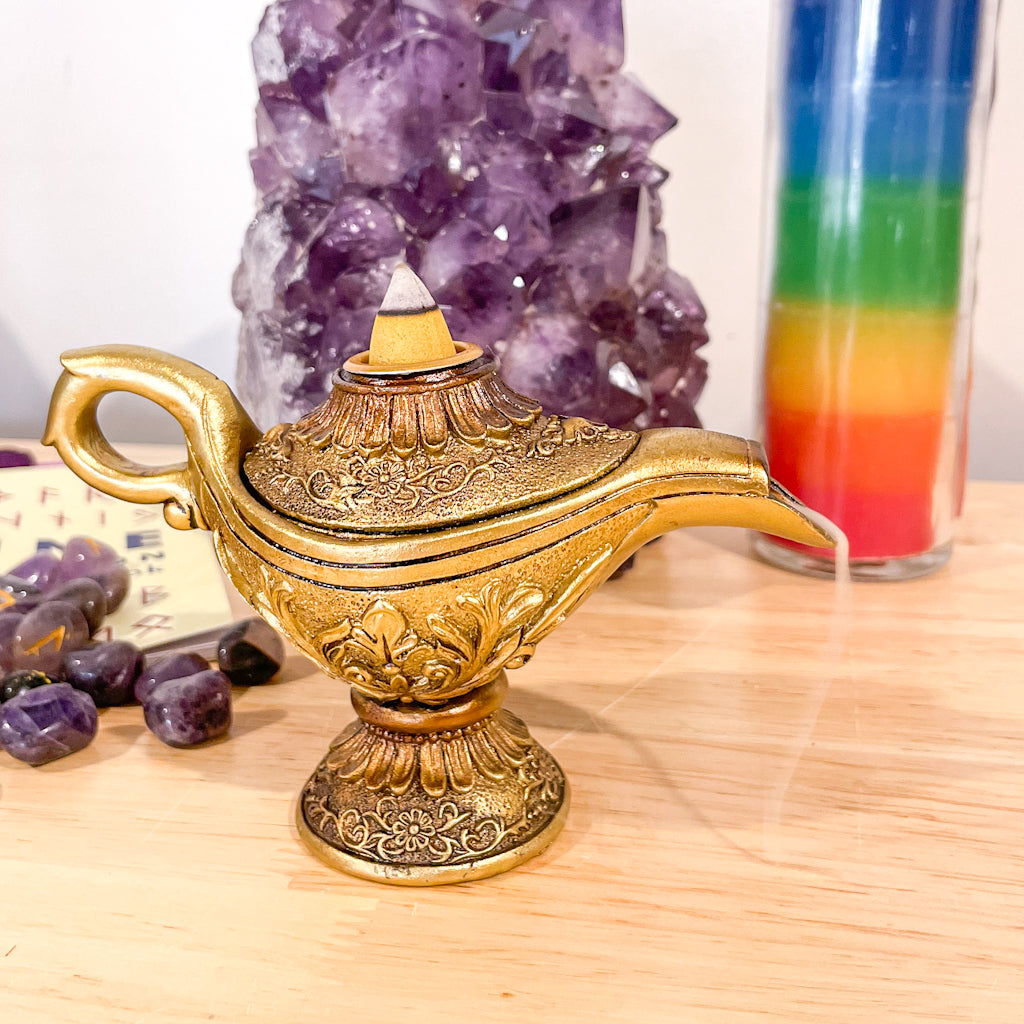 Magic Aladdin genie lamp incense holder pot