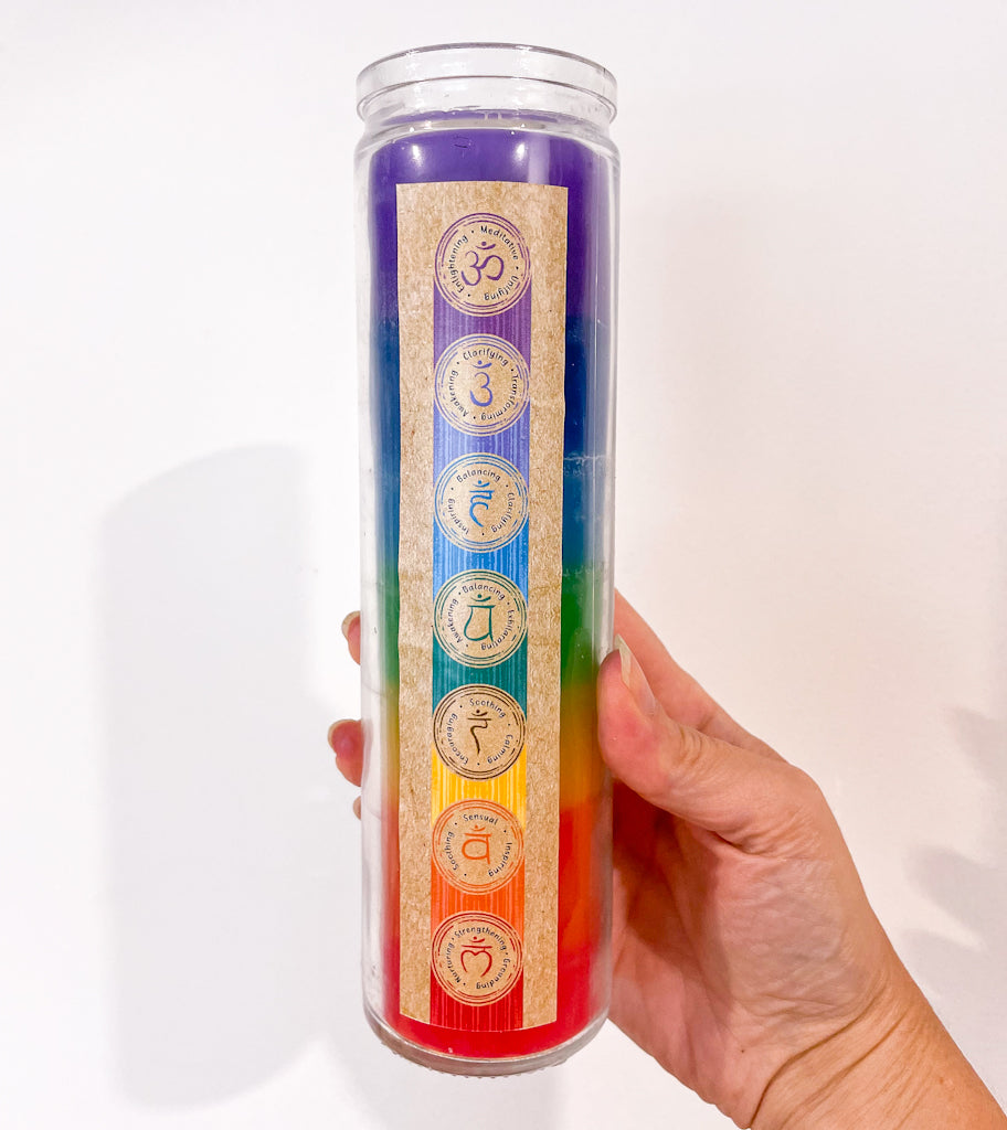 Good luck chakra rainbow prayer candle